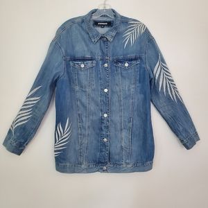 Express Boyfriend Embroidered Denim Jean Jacket
